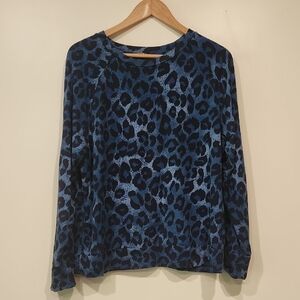 G By Giuliana Animal Print Stylish Blue Leopard Print Women's Top